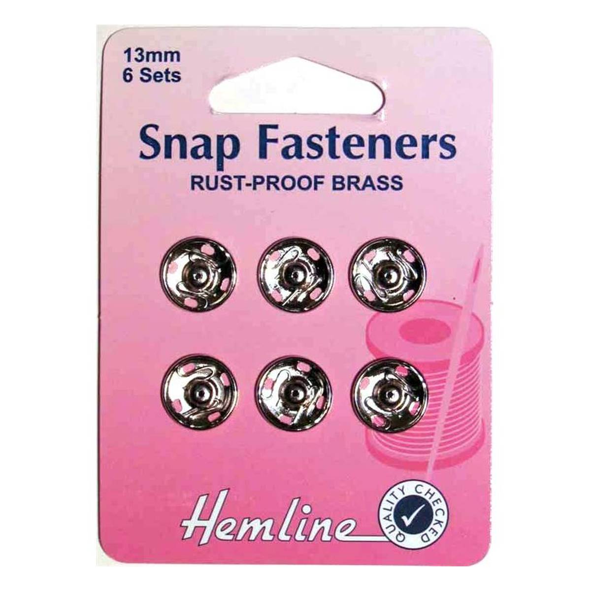 Hemline Snap Fasteners 13mm 6 Pack