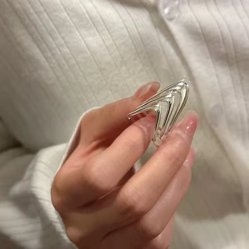 The Colourful Aura Abstract Wave Adjustable Statement Ring