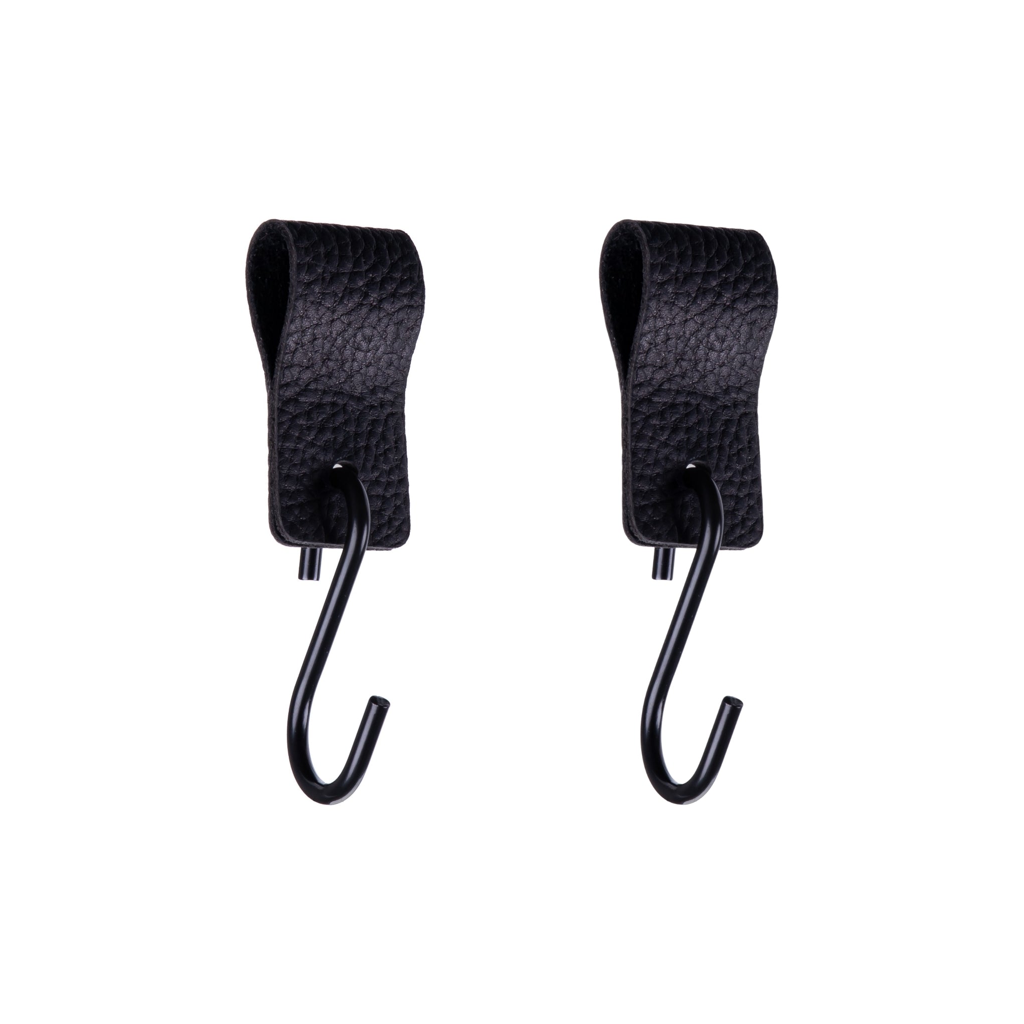 QUVIO S haak met leren bandje - Zwart - set van 2