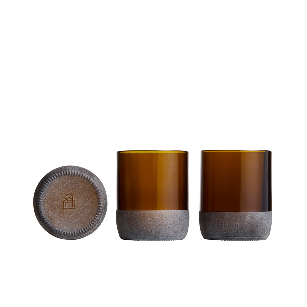 Originalhome glazen gerecycled bierflesje - bruin - set van 2