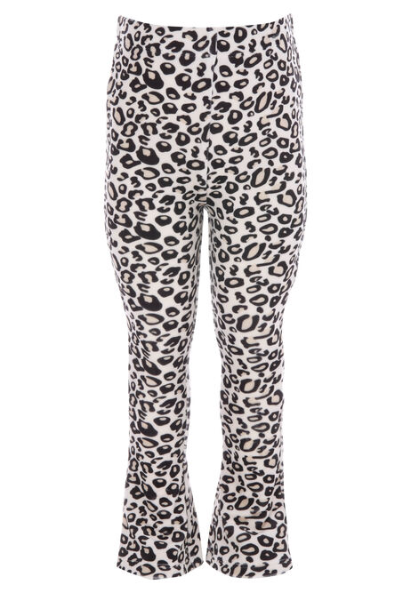 Younger Girls Cream Leopard Print Leggings