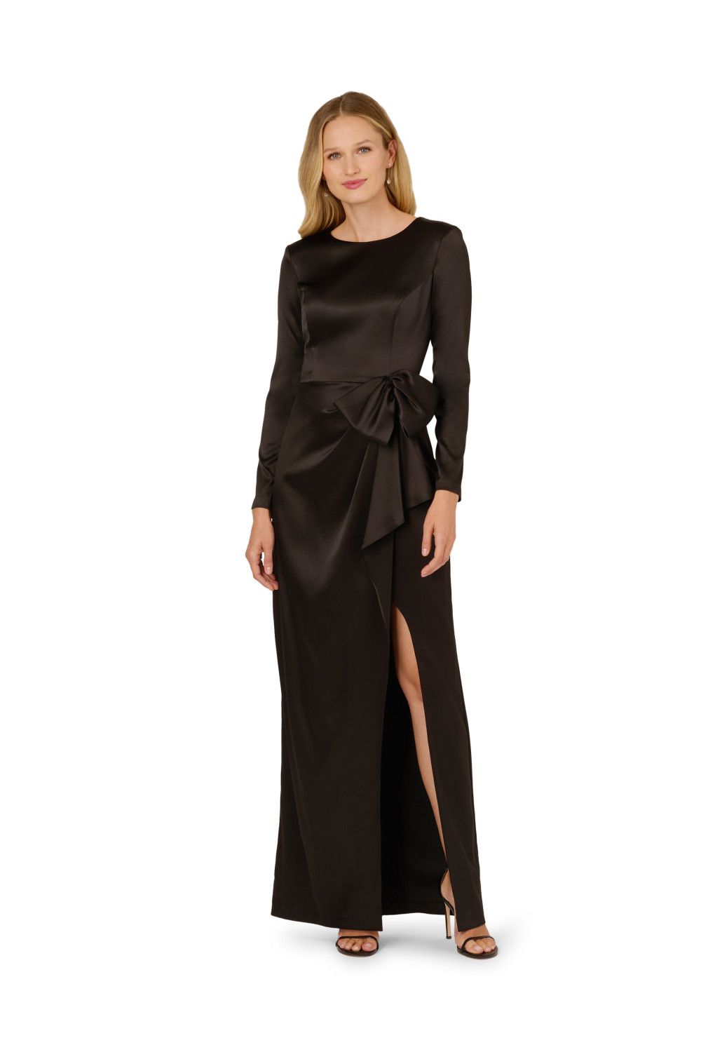 Adrianna Papell Stretch Satin Ruffle Gown