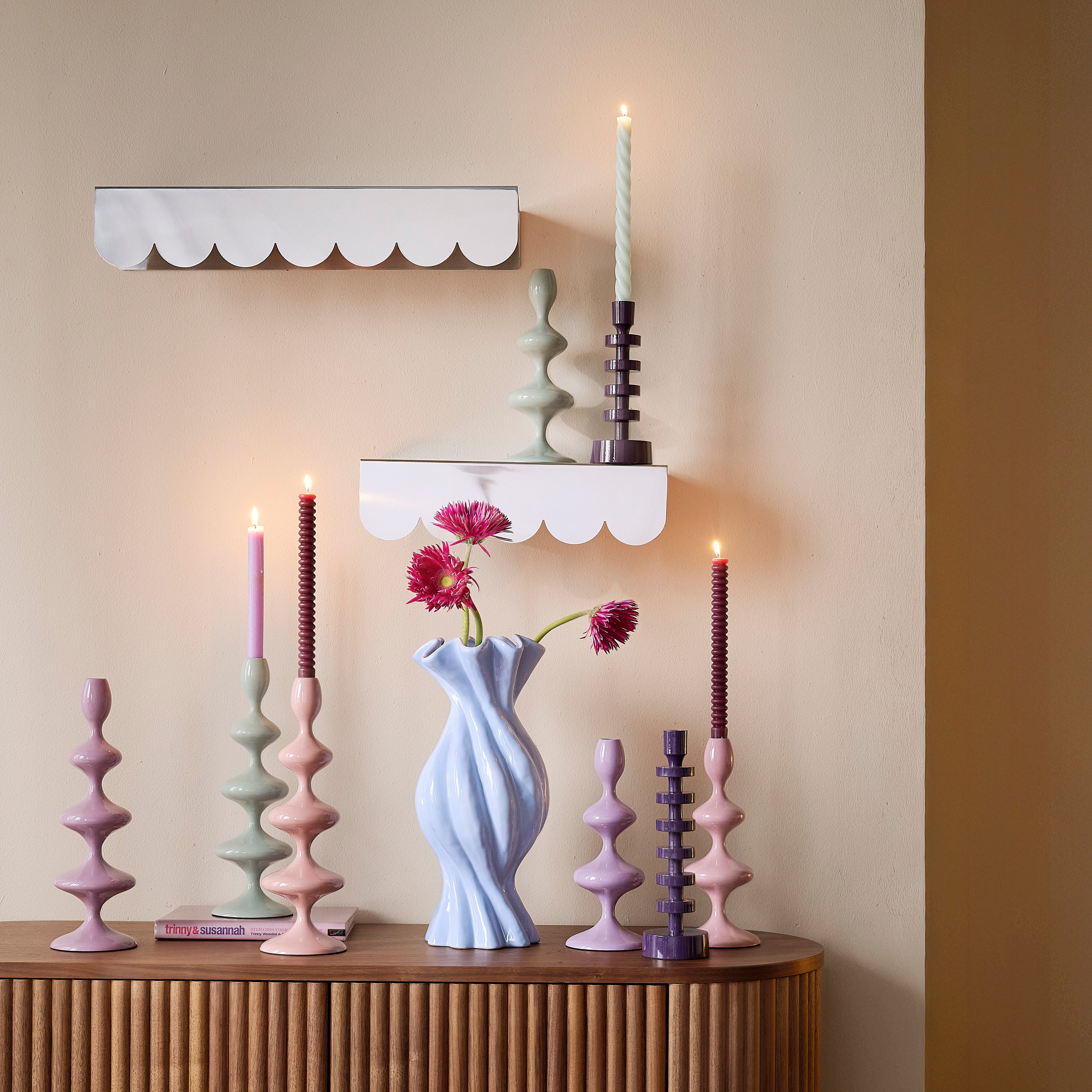 by fonQ Droplet Kandelaar - Set van 2 - Light Blue