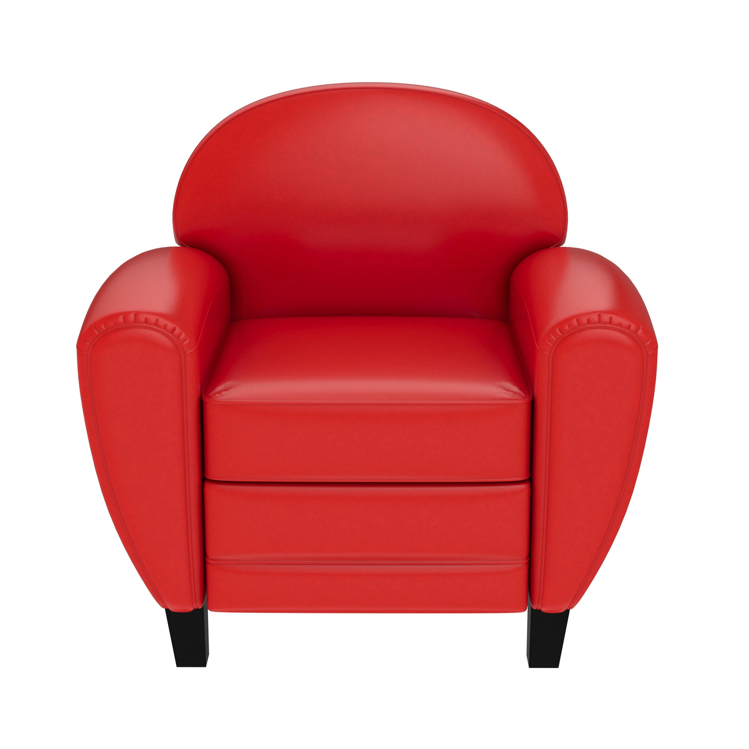 CLUB - Fauteuil rouge en croute de cuir enduite