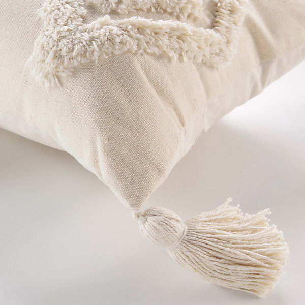 Coussin déhoussable à motifs tuftés (30x50 cm - Naturel)