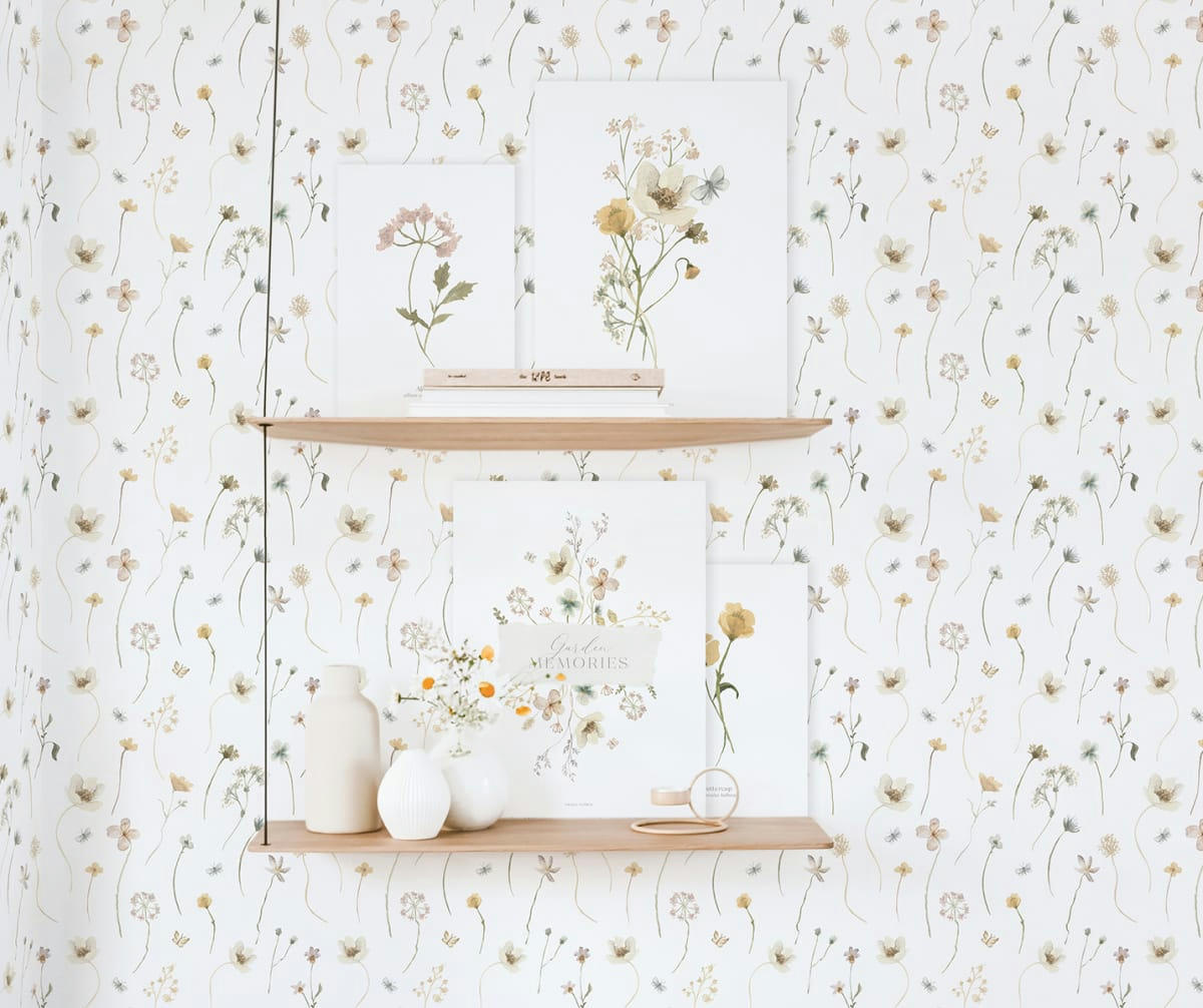 MADEMOISELLE - Papier peint mayflowers multicolore