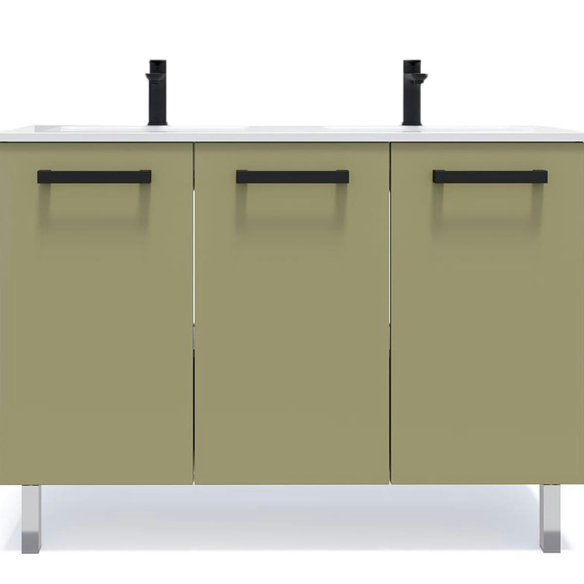 CHELSEA - Meuble salle de bain double vasque 120cm 3 portes Vert