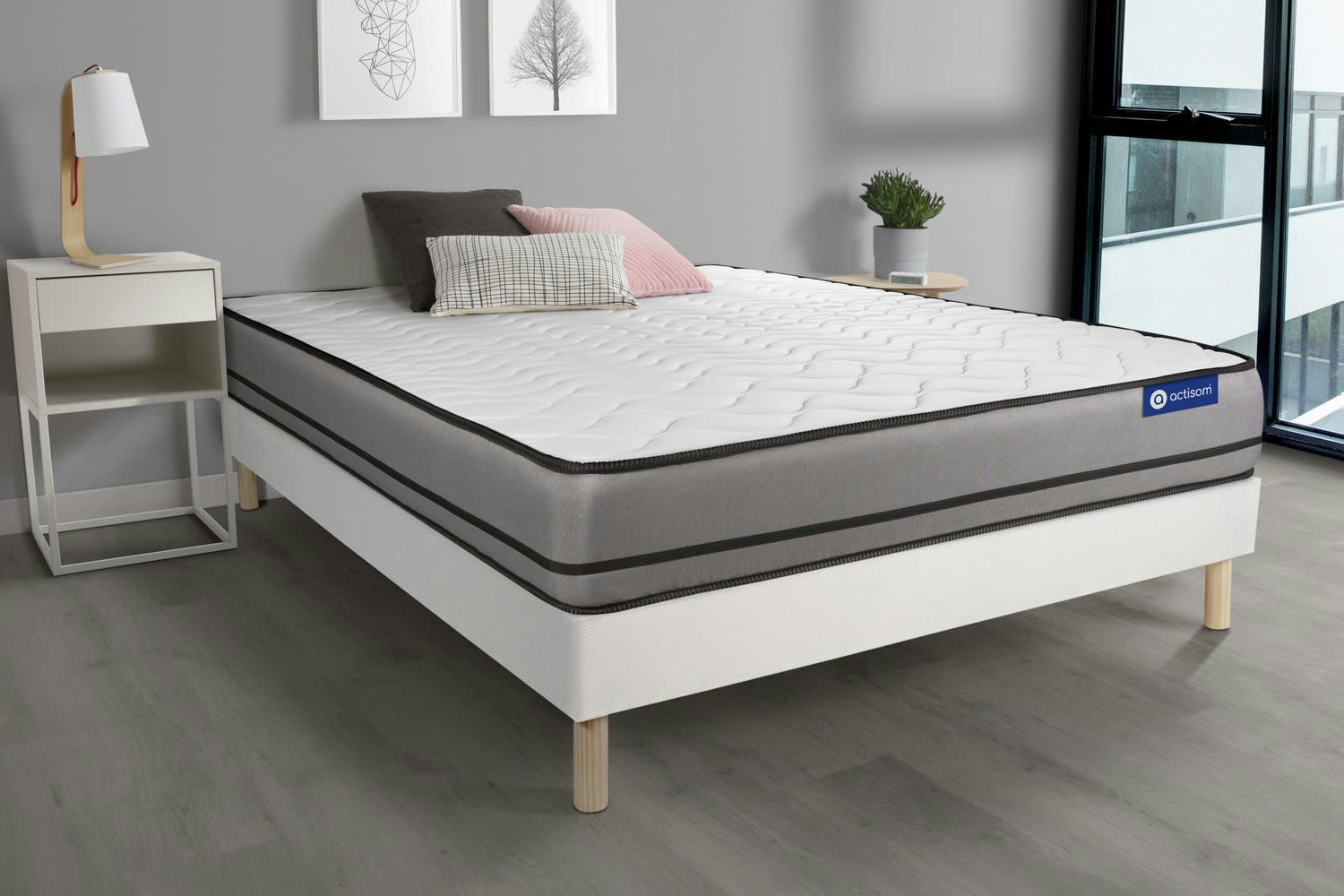 ACTIMEMO NIGHT - Ensemble 140x200 cm sommier kit blanc