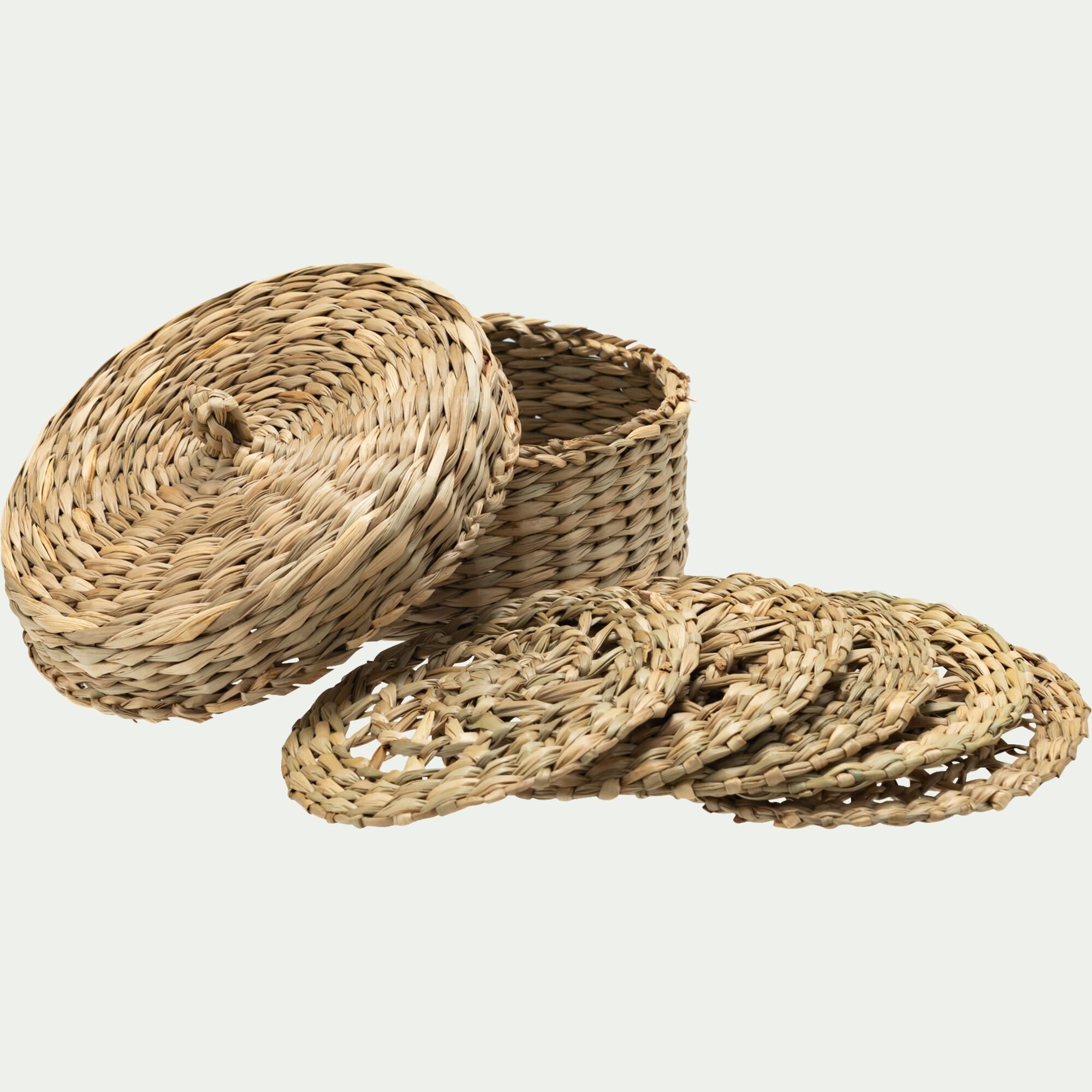 TRESSE - Lot de 6 dessous de verre en jonc de mer - naturel