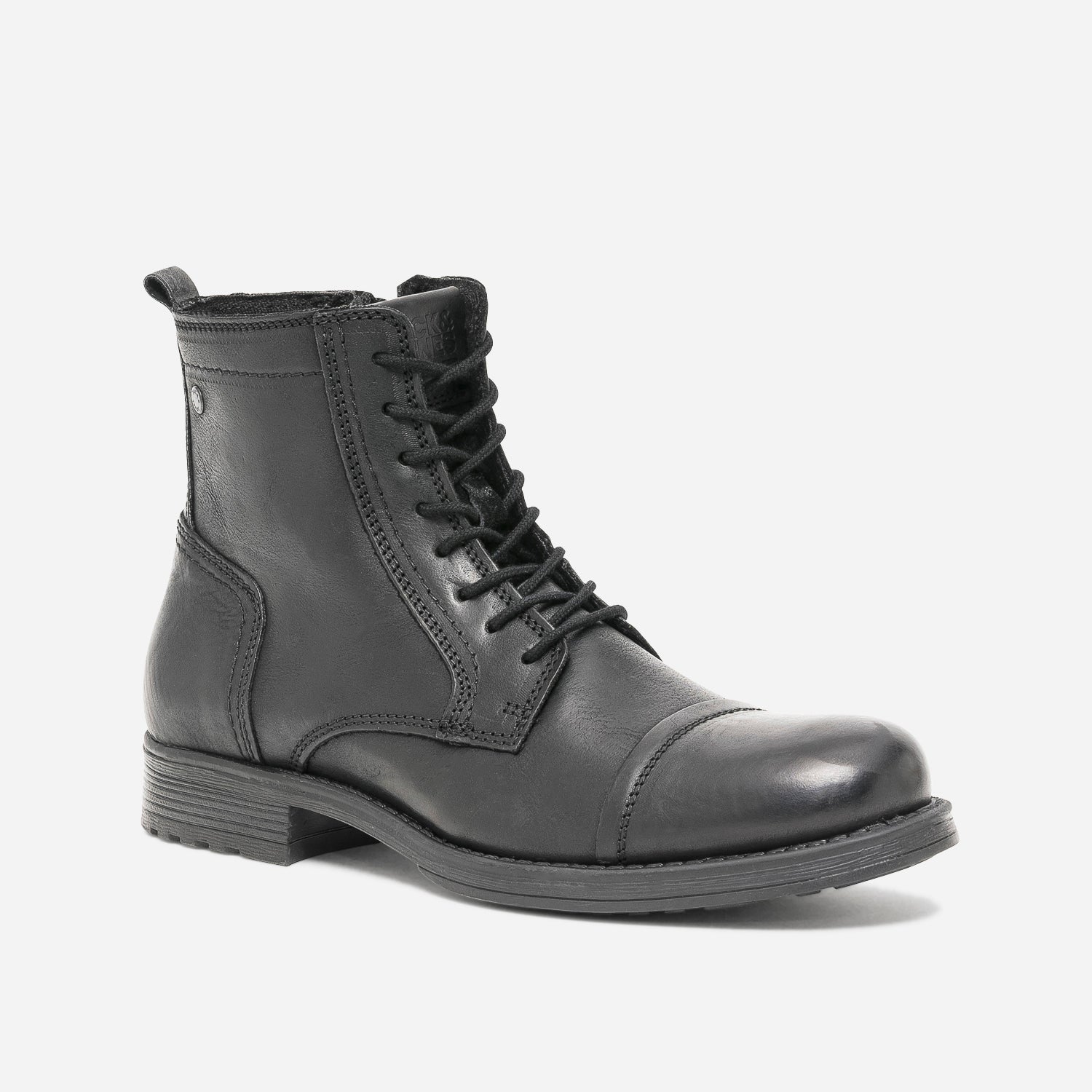 Boots à lacet JACK & JONES noir en cuir