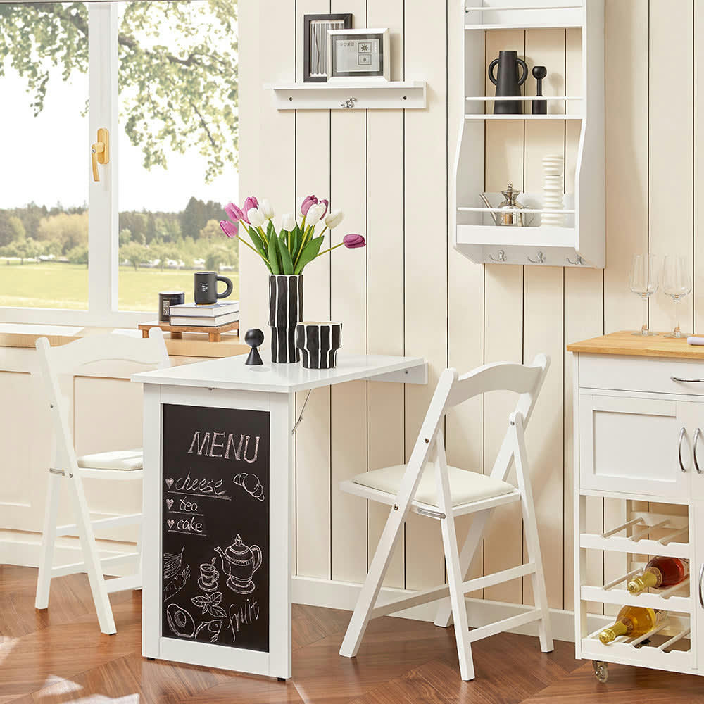 - Table pliable murale effet bois blanc
