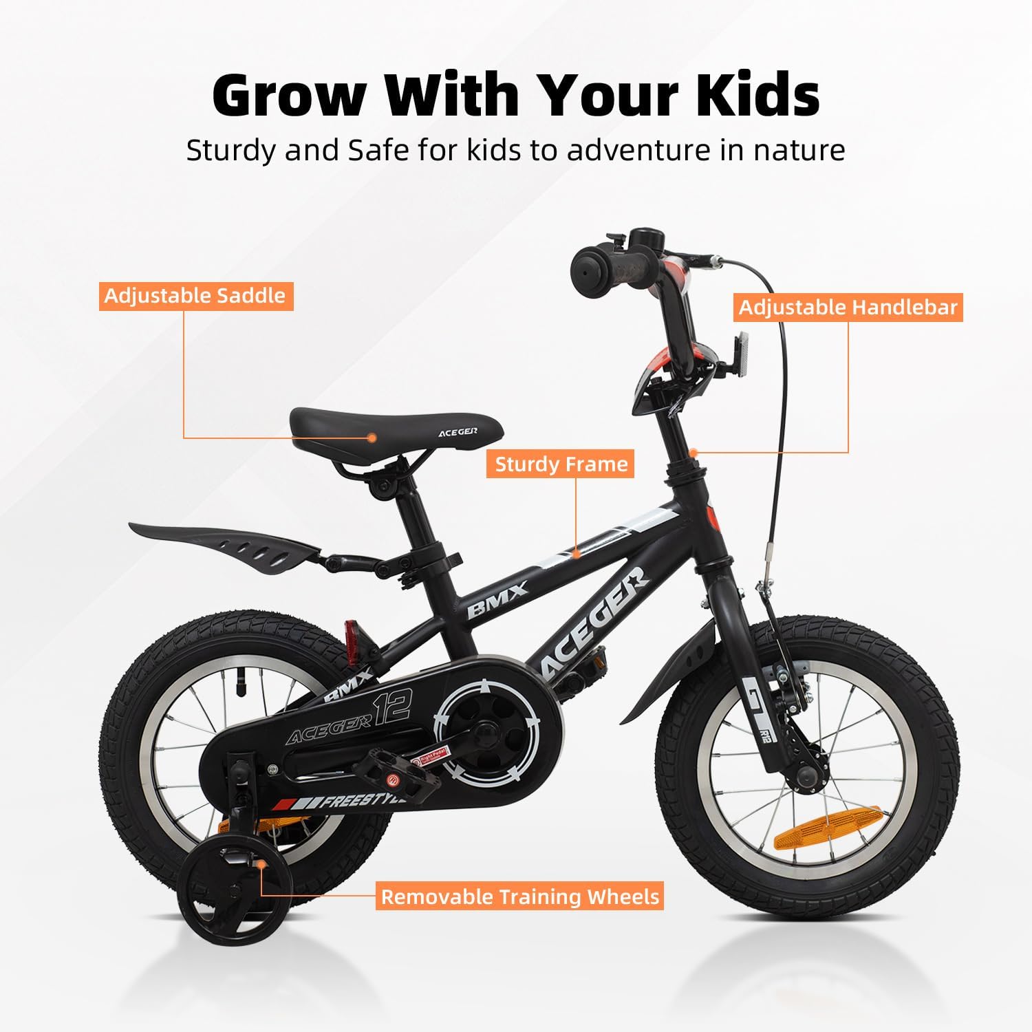 ACEGER Kids Bike for Ages 2-12 Years Old Boys Girls and Toddler, 12 14 16 18 Inch Children Bicycle with Training Wheels, 20 Inch Bike with Kickstand, Multiple Colors.