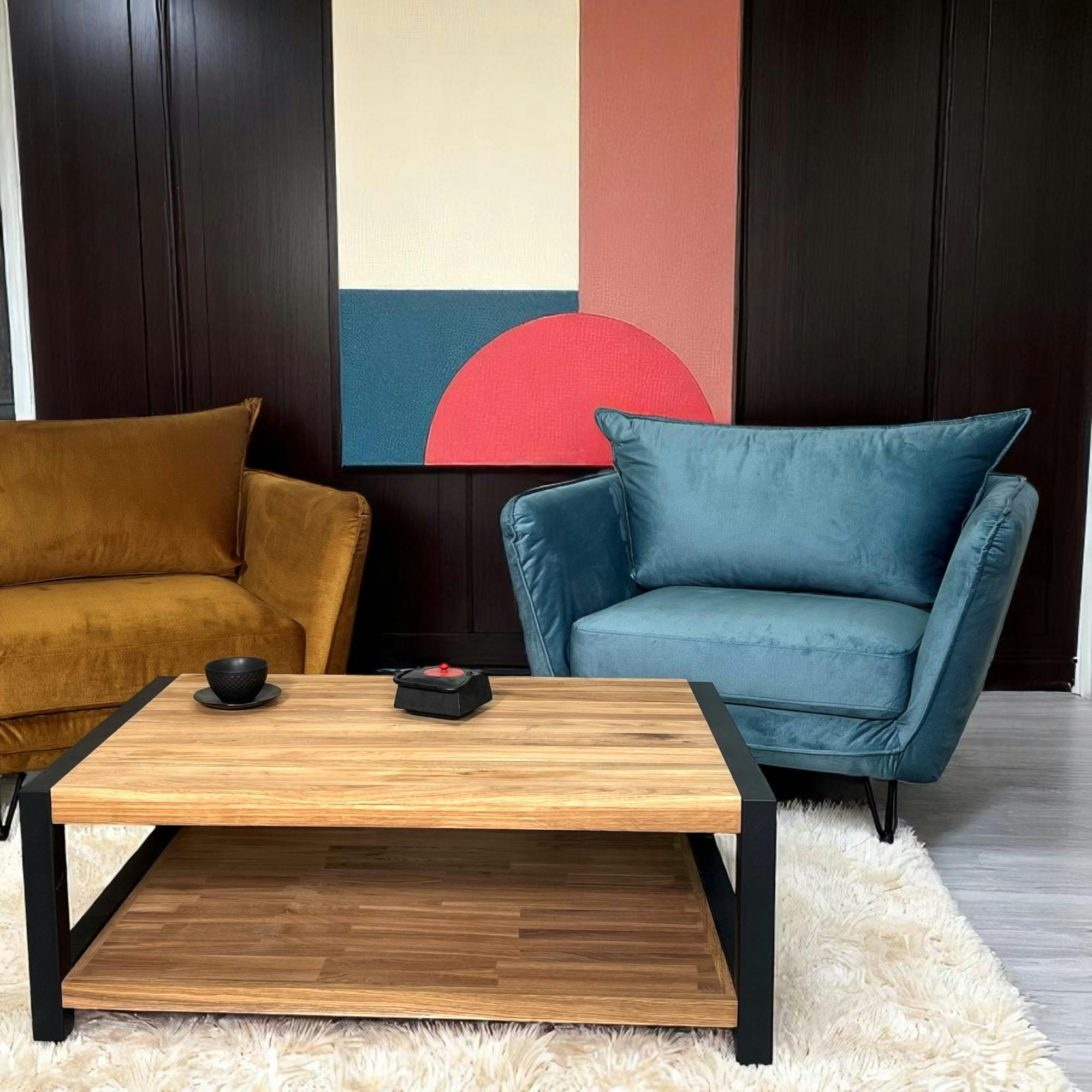 Fauteuil en velours bleu pétrole EPIKA