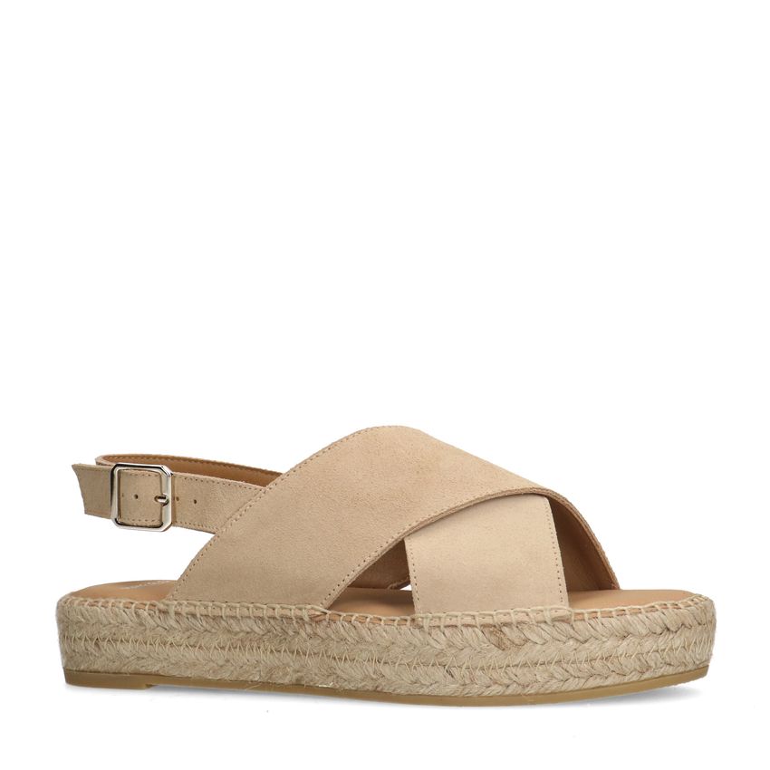 Manfield Beige suède sandalen met plateau