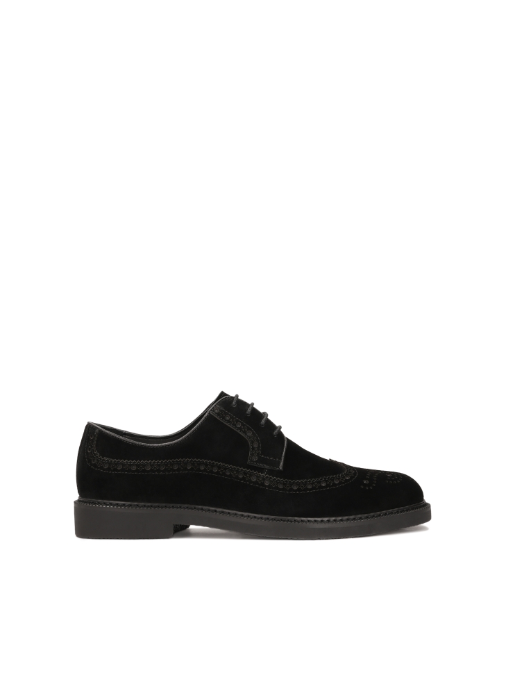Black suede shoes with decoration