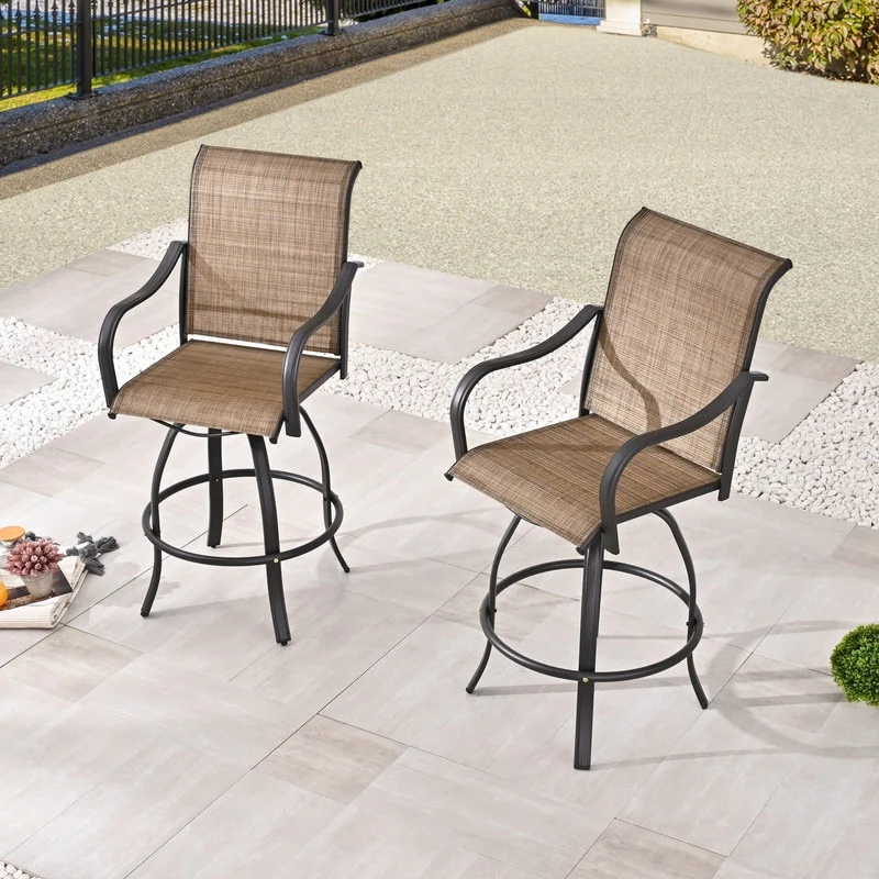 Patio Festival Outdoor Metal High Back Swivel Bar Chair (2-Pack)