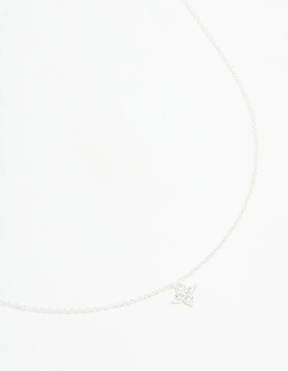 Sterling Silver Cubic Zirconia Micro Flower Pendant Necklace