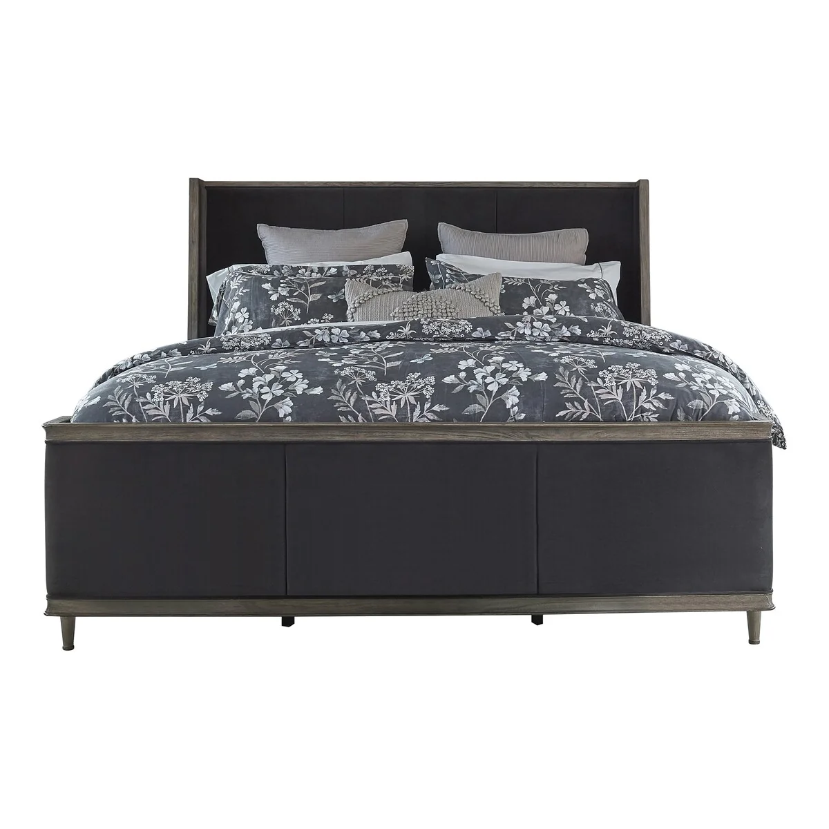 Martinique French Grey 4-piece Bedroom Set with 2 Nightstands and Chest