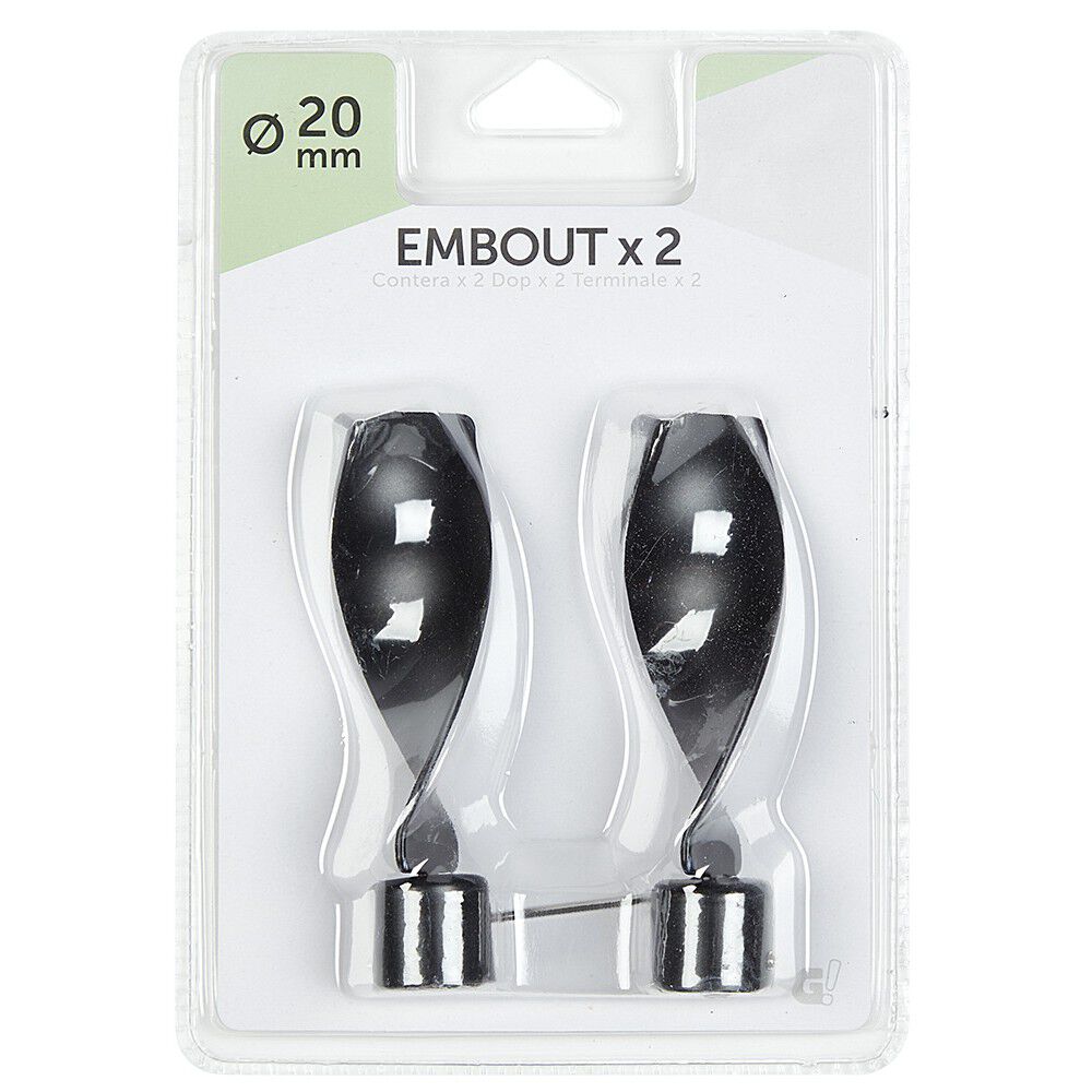 Embout x2 forme torsade métal noir mat