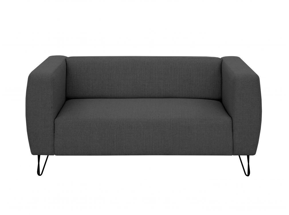 SERENA - Canapé fixe 2 places en tissu avec pieds épingles - Gris foncé