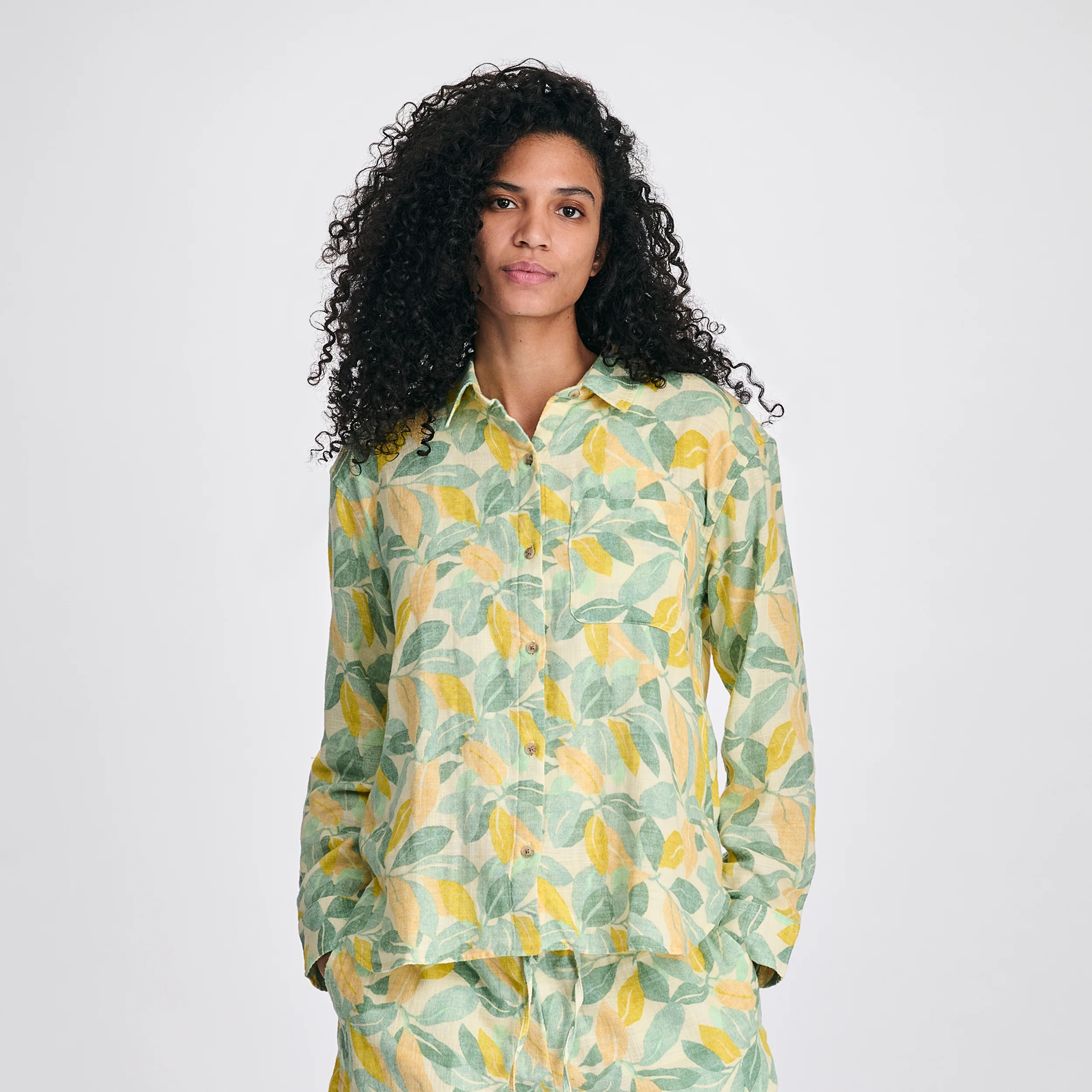 Women's Woven Printed Cotton Long Sleeve Shirt