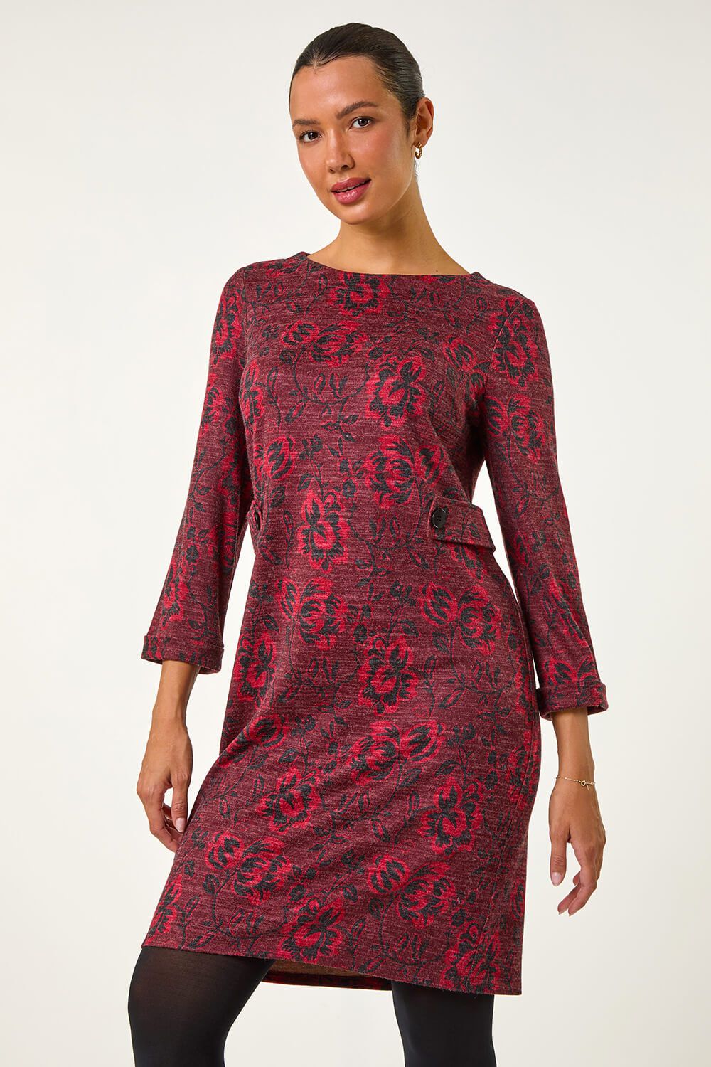 Roman Floral Tab Detail Shift Dress