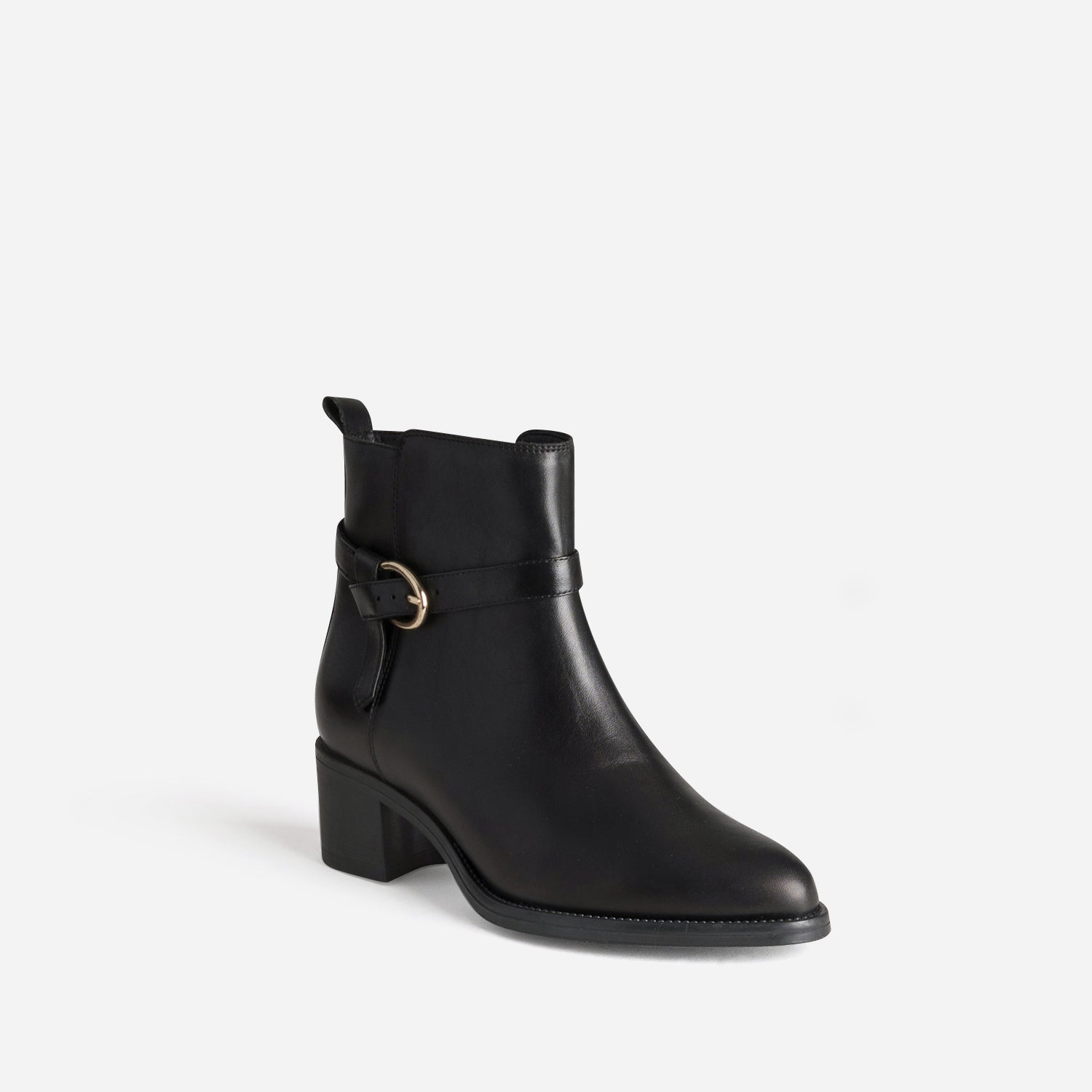 Boots noir cuir bride fantaisie