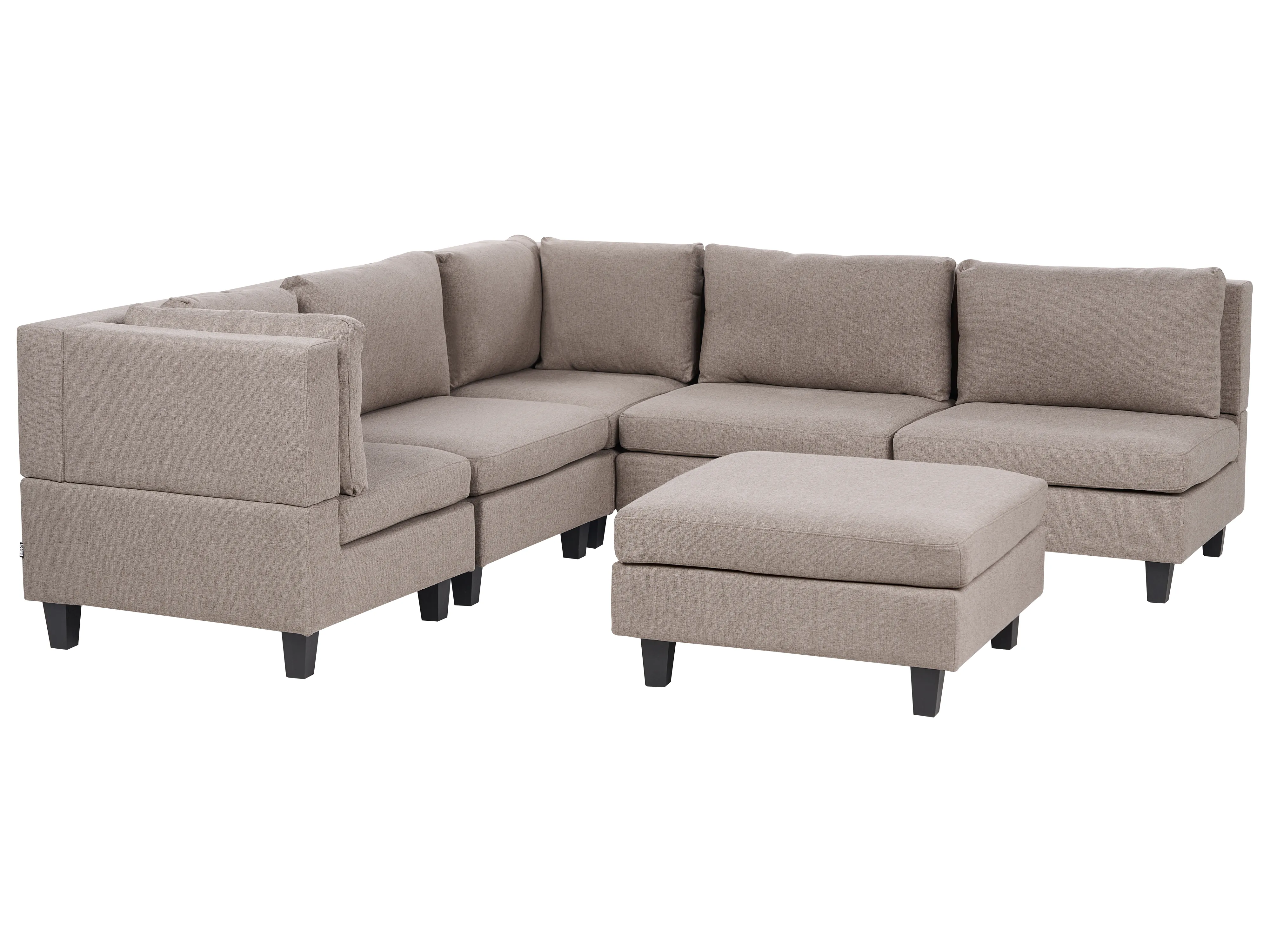 Modular Corner Sofa 5 Seater UNSTAD Fabric Brown with Ottoman Right Hand