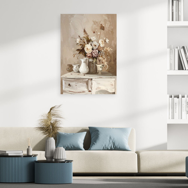 Obraz do salonu sypialni biura loftu, Delikatny Rustykalny Bukiet 20x30