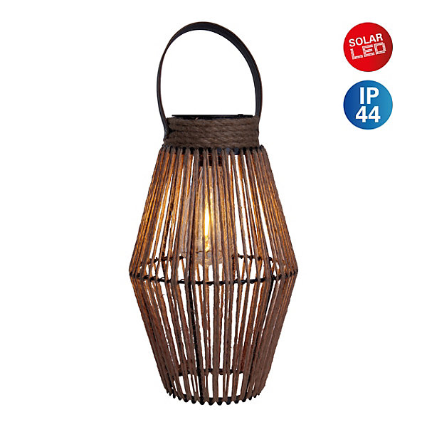 Lampe solaire LED Korbinian jardin terrasse métal cordage plastique naturel extérieur 30x18cm LED fixes