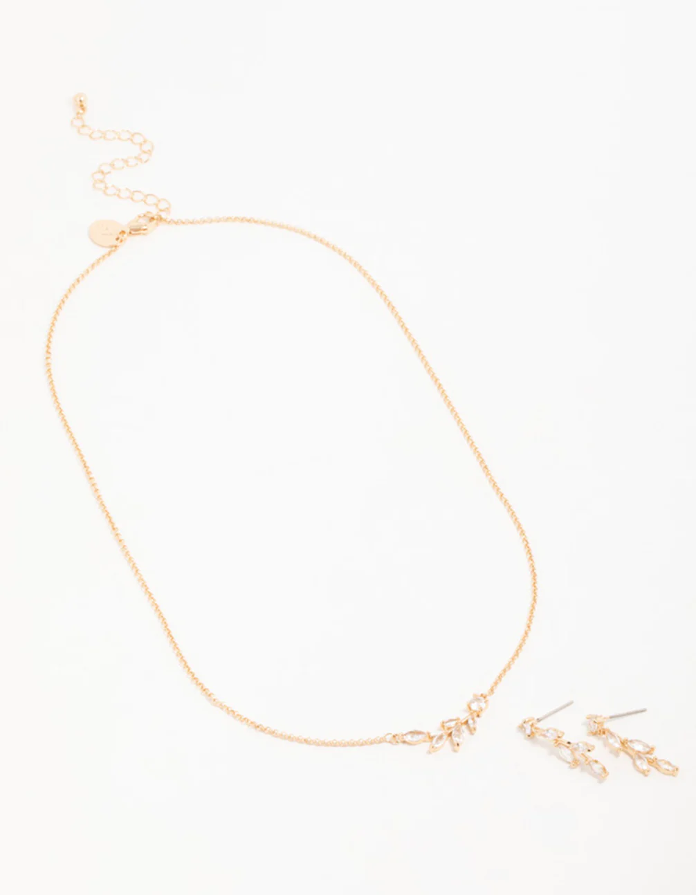 Gold Olive Branch Necklace & Earrings Set