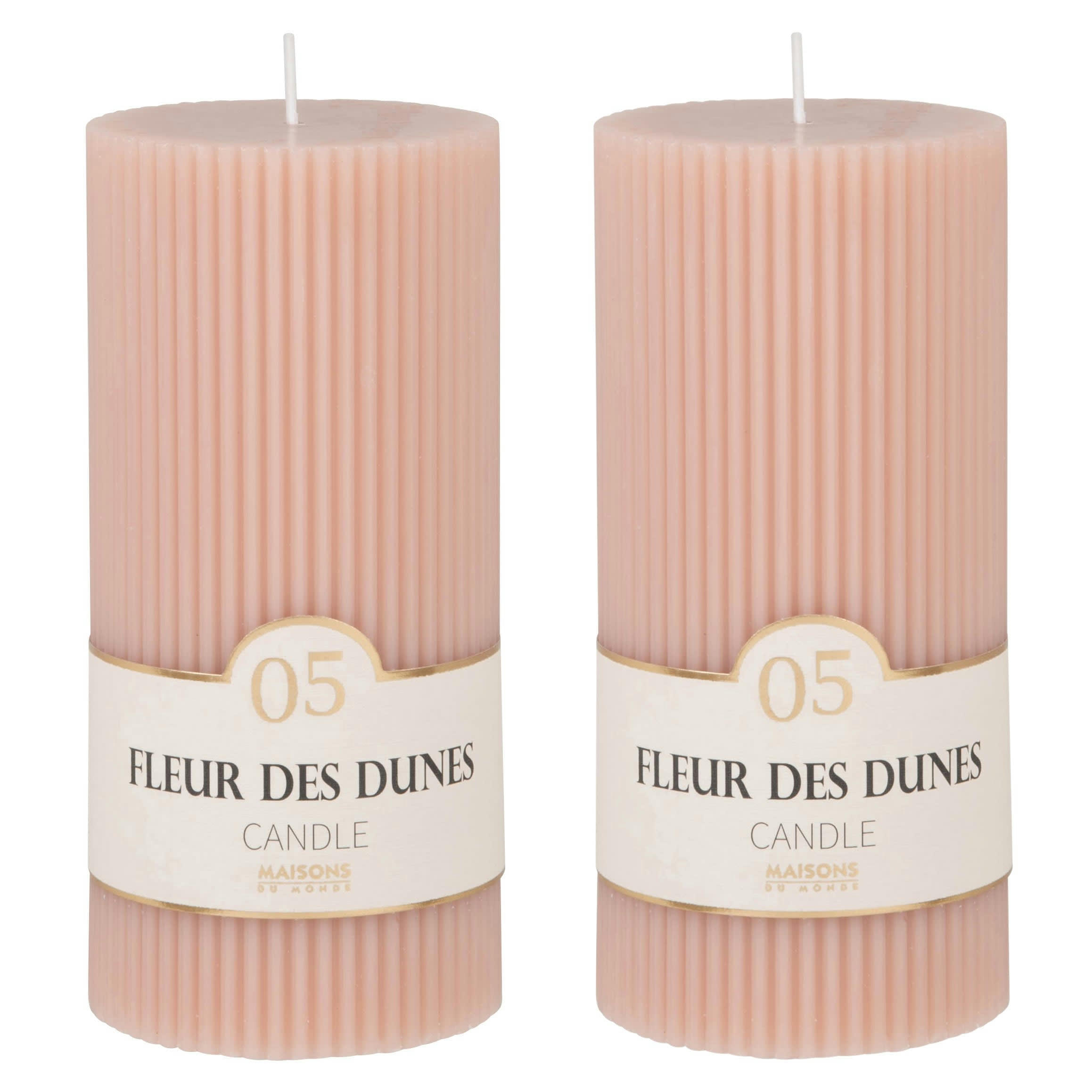 COLORAMA - Bougie striée parfumée rose H15, 500g