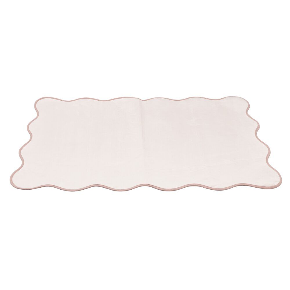 Tapis rectangulaire contour vague Wavy polyester rose 80x120cm