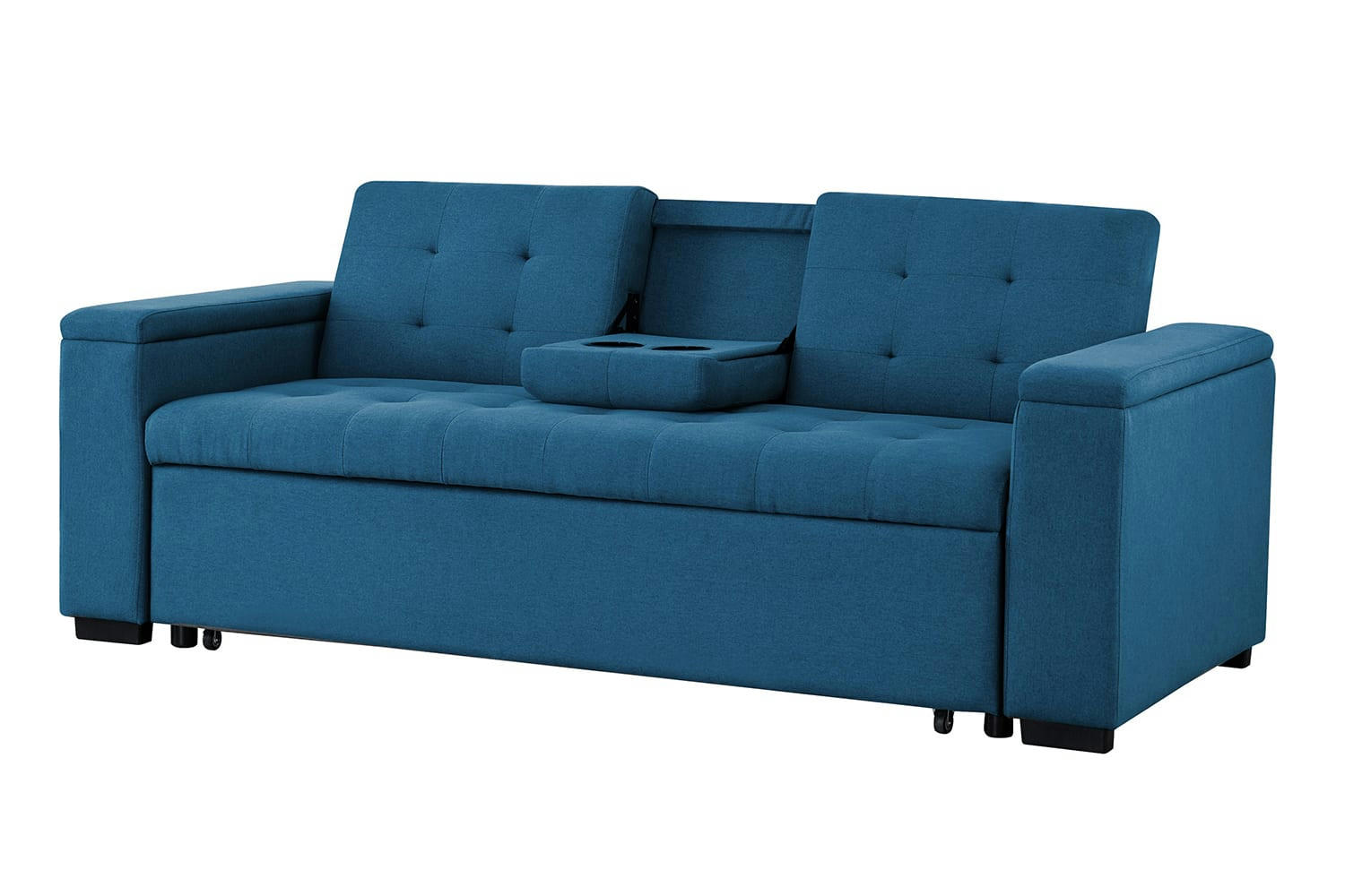 NOHO - Canapé convertible 3 places en tissu bleu pétrole