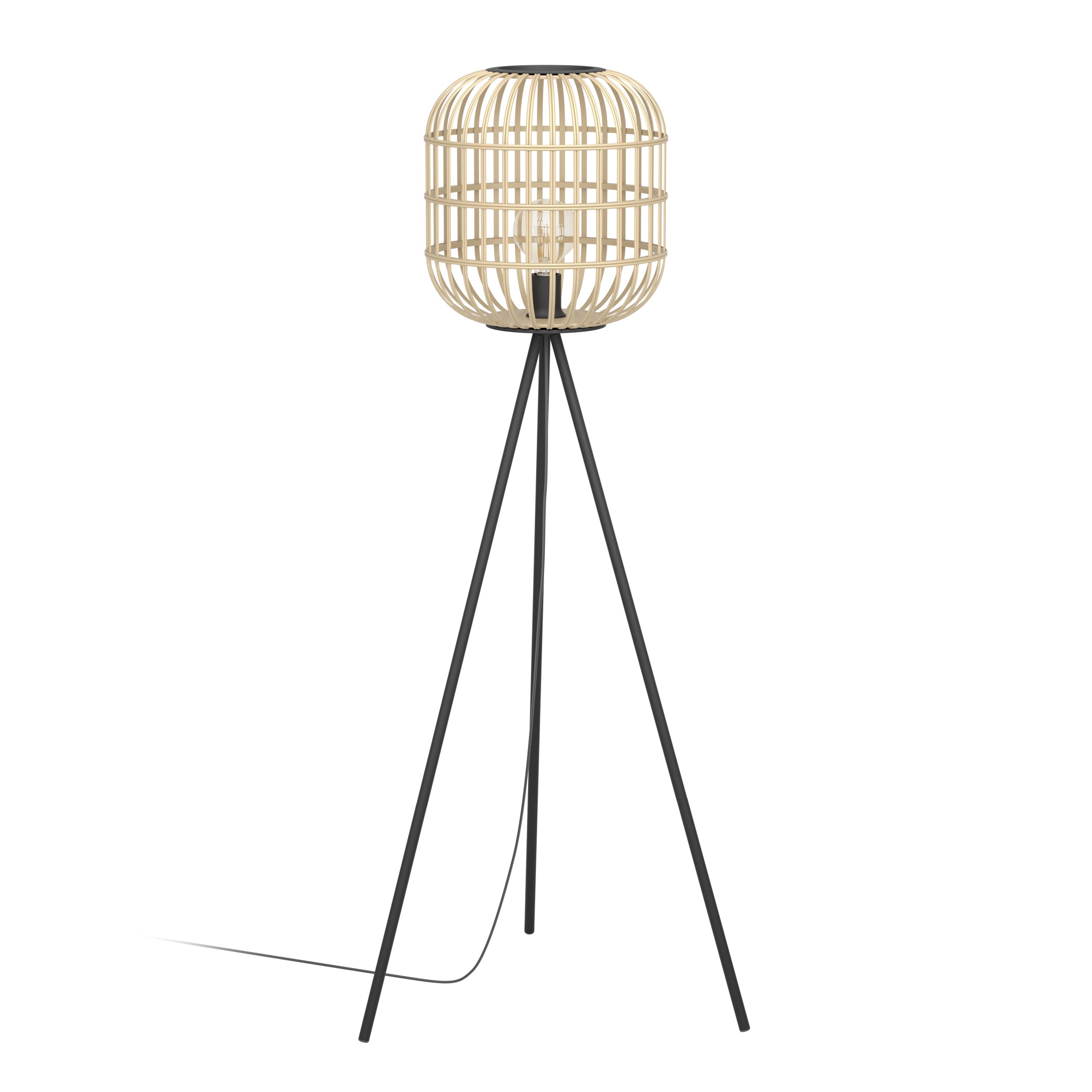 EGLO vloerlamp Bordesley - e27 - 139 cm - zwart/natuur