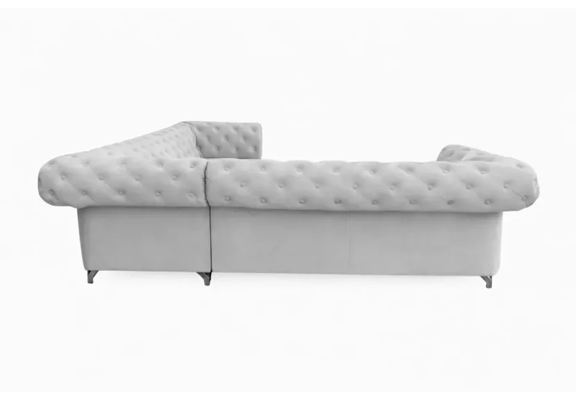 Pikowany narożnik Chesterfield Asti z wywiniętymi podłokietnikami