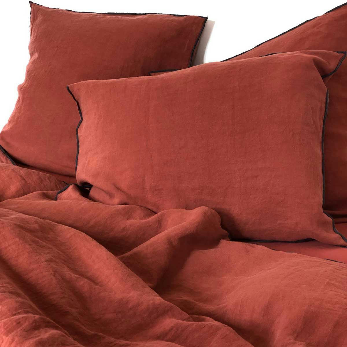 OSLO - Housse de couette lin coton 240 x 220 cm - Rouge