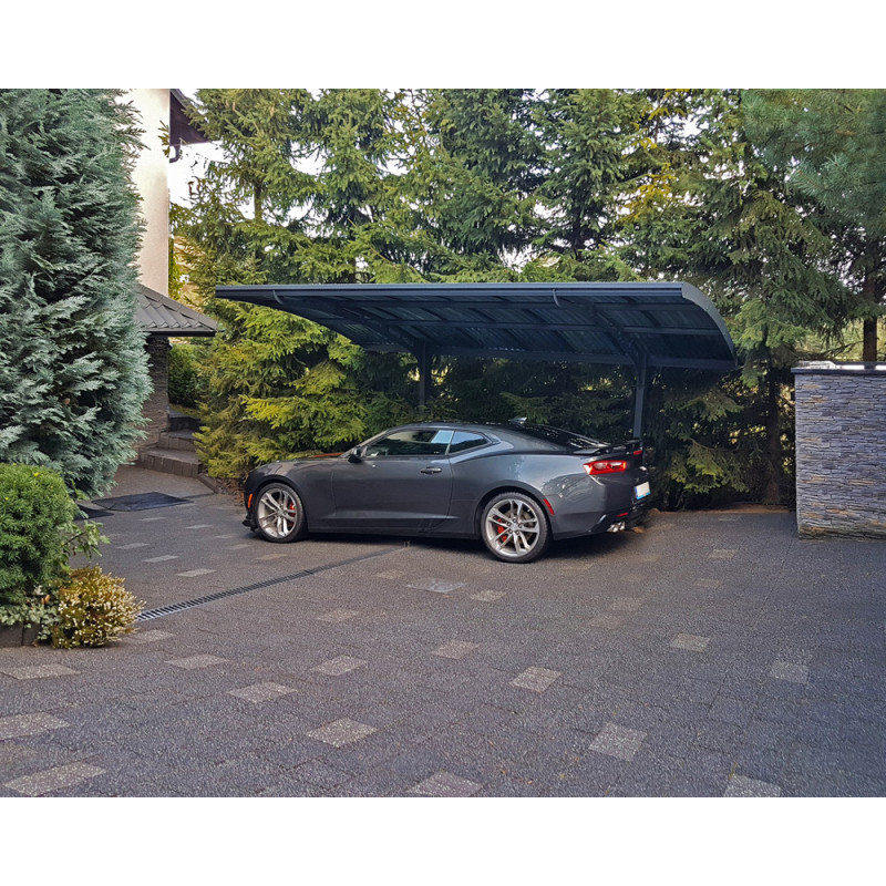 Carport en aluminium Arizona Wave gris foncé 13,8 m²