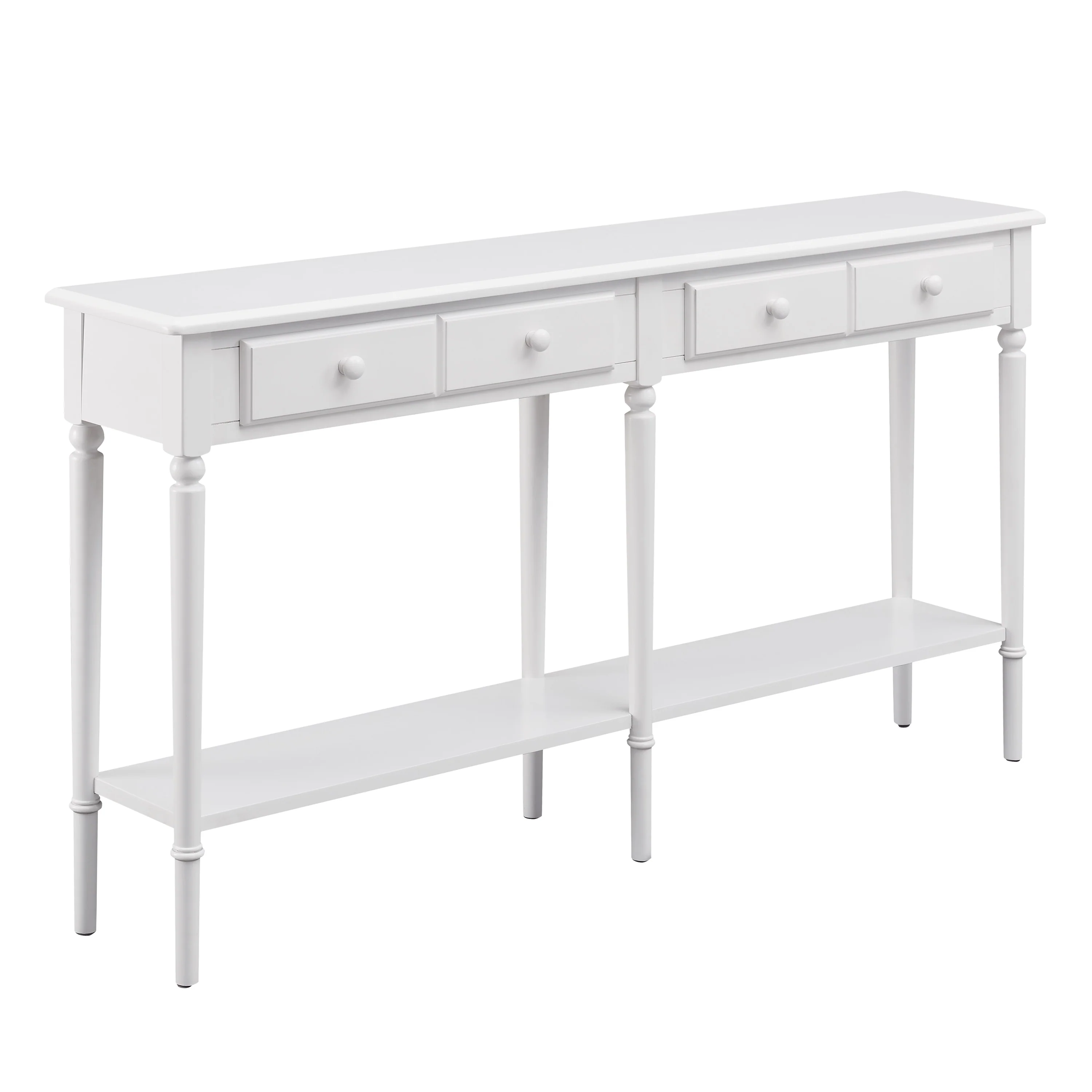 Leick Home Coastal Two Drawer Double Hall Console Sofa Table with Shelf