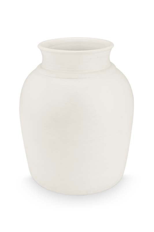 vtwonen Vaas - Terracotta - Wit - 30x35cm