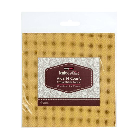 Turmeric Yellow 14 Count Aida Fabric 30cm x 46cm