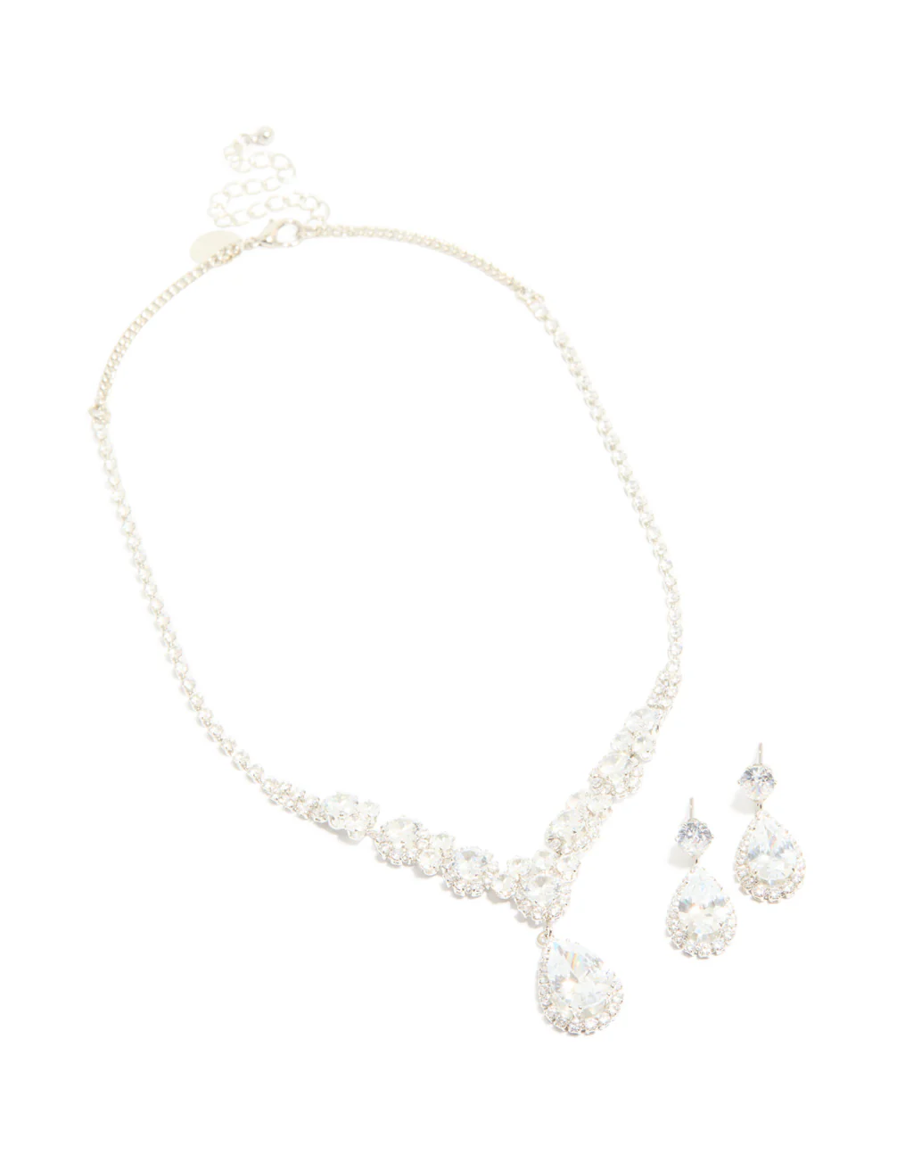 Silver Cubic Zirconia Dazzle Necklace & Earrings Set