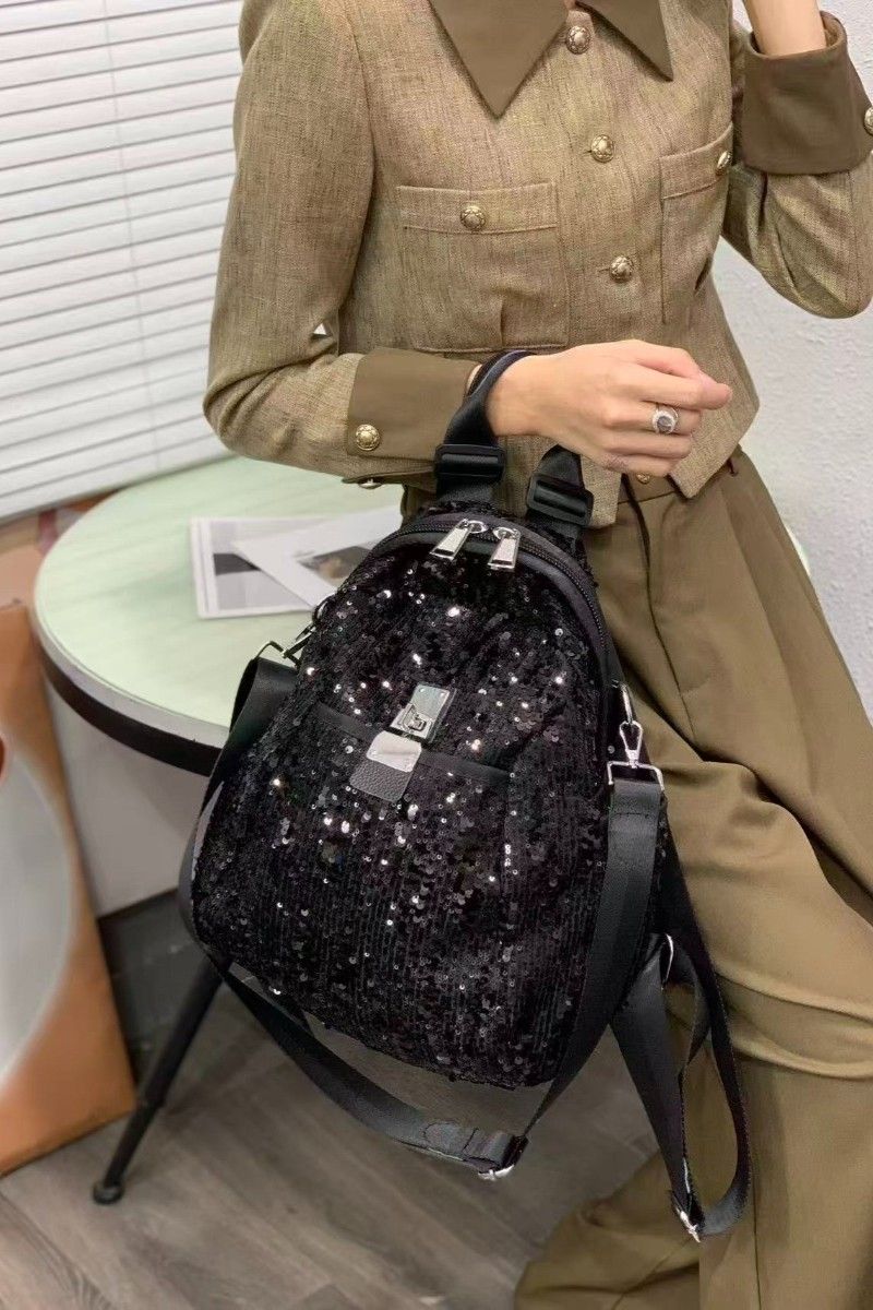 PEACH ACCESSORIES Noir Garden Sparkle Backpack