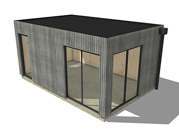 Annexe de jardin sans permis en bois 5,5 x 3,5 x 2,7 m / menuiseries alu k-line