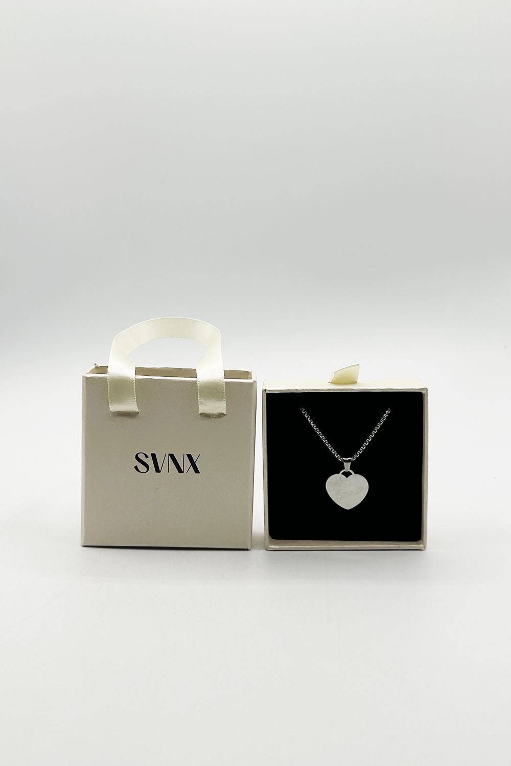 SVNX Heart Shape Pendant Necklace in Silver - Gift Boxed