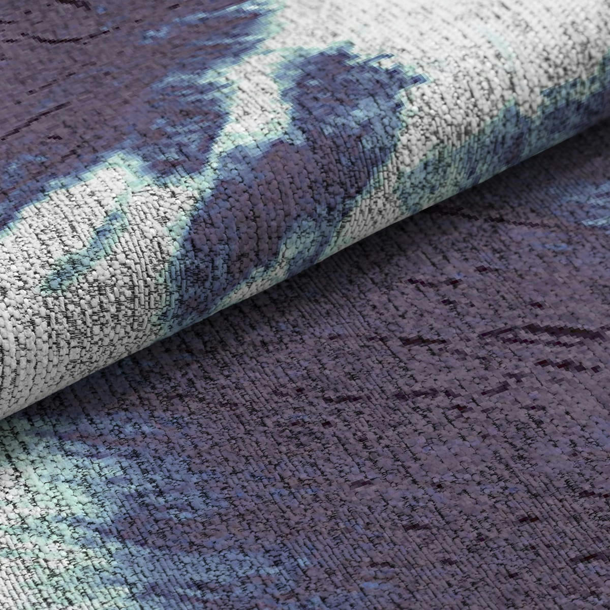 AZURI - Tapis décoratif en coton impression digital tie dye bleu 160x230 cm