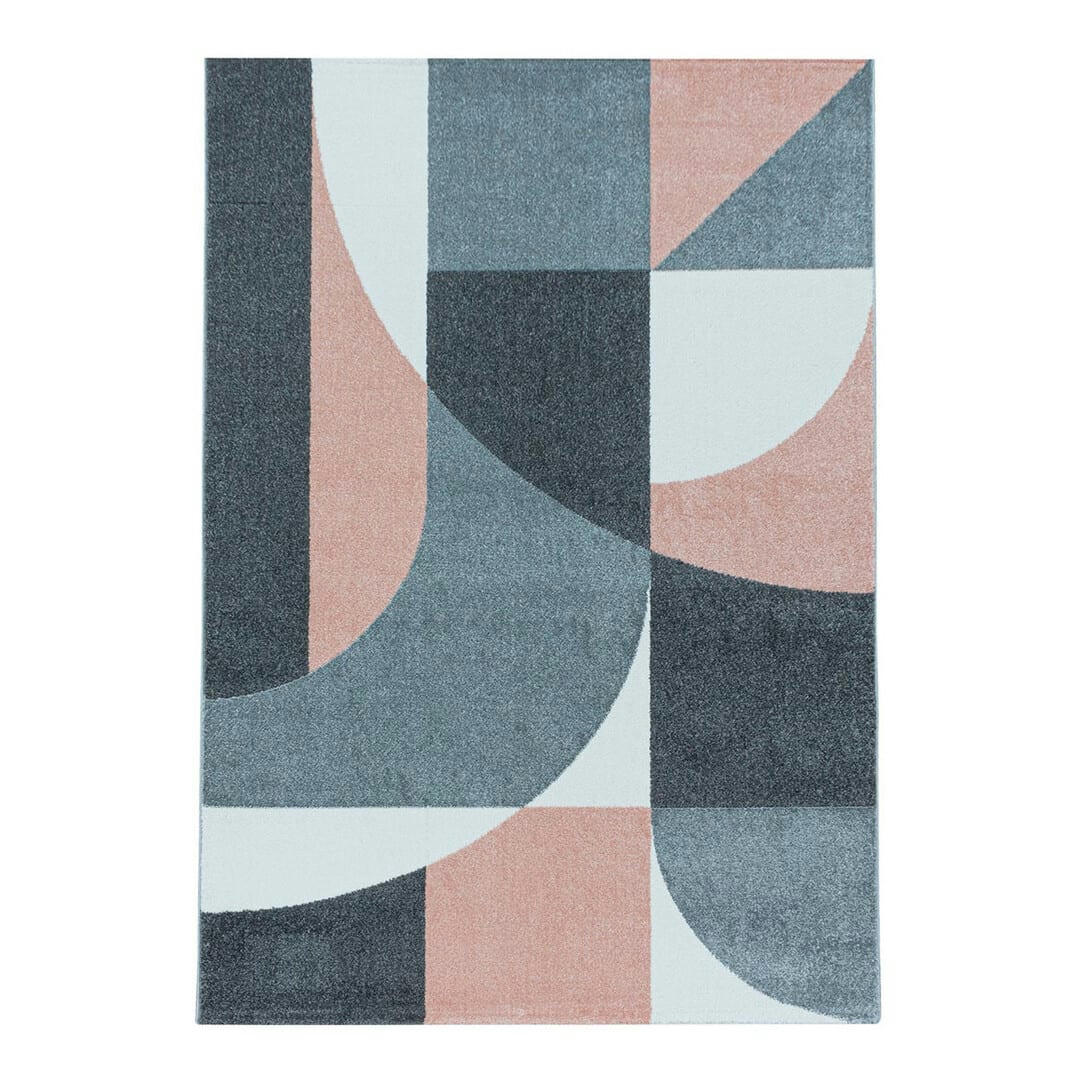 GROSBEC - Tapis géométrique scandinave en polypropylène rose 80x150