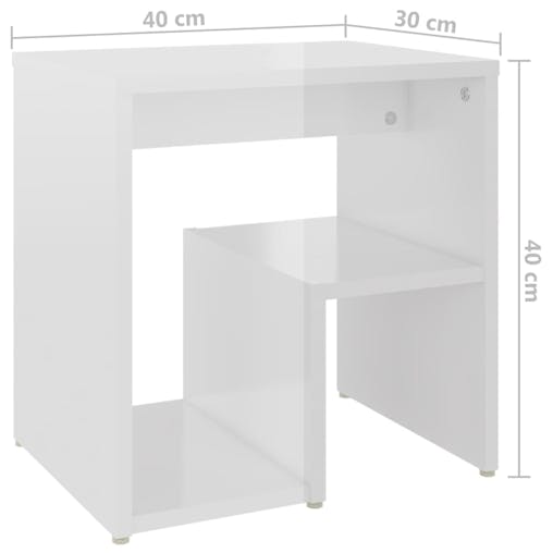 NNEVL Bed Cabinets 2 pcs High Gloss White 40x30x40 cm Chipboard