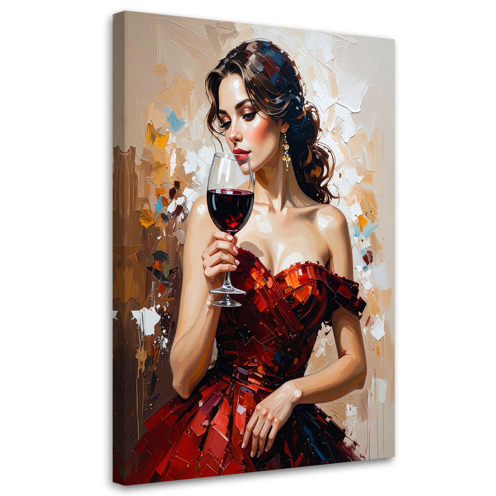 Feeby Obraz do salonu sypialni, Dziewczyna z kieliszkiem wina 40x60