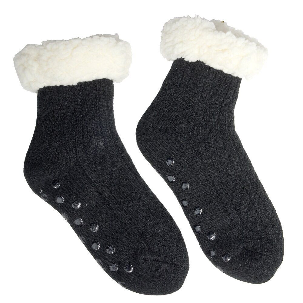 Chaussettes polaires femme antidérapantes noires Taille unique